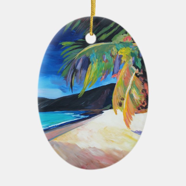 Beach at Magen's Bay St Thomas US Virgin Islands Ceramic Ornament (Front)