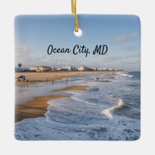 Beach at Ocean City, Maryland Ceramic Ornament