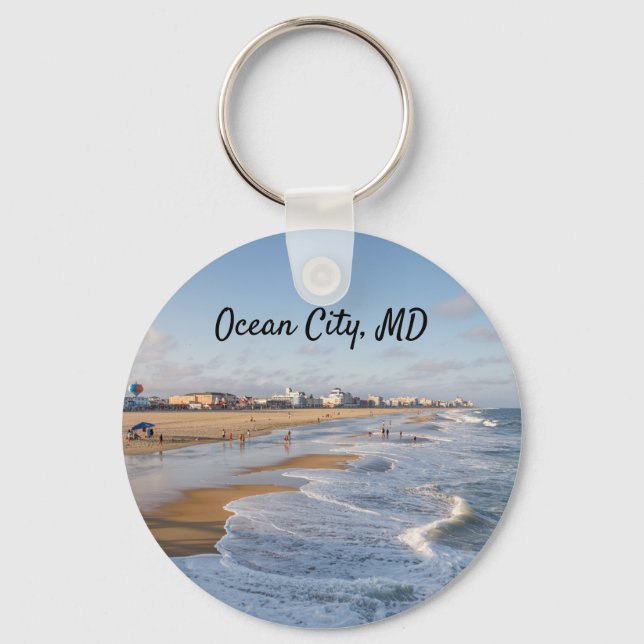 Beach at Ocean City, Maryland Keychain (Front)