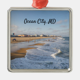 Beach at Ocean City, Maryland Metal Ornament