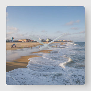 Beach at Ocean City, Maryland Square Wall Clock