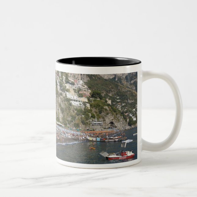 Beach at Positano, Campania, Italy Two-Tone Coffee Mug (Right)