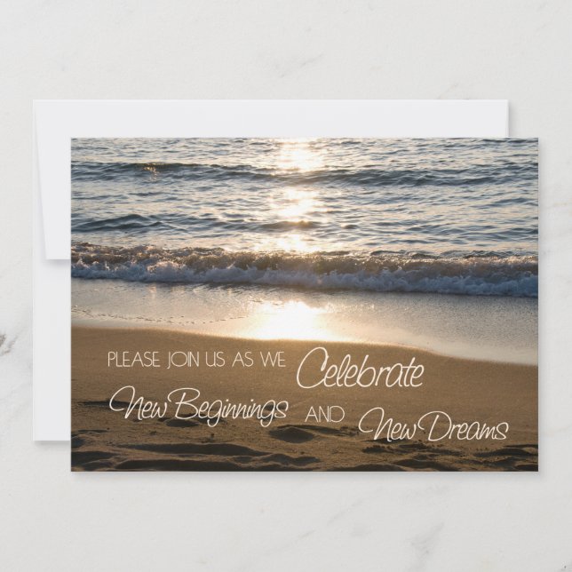 Beach at Sunset Wedding Vow Renewal Invitations (Front)