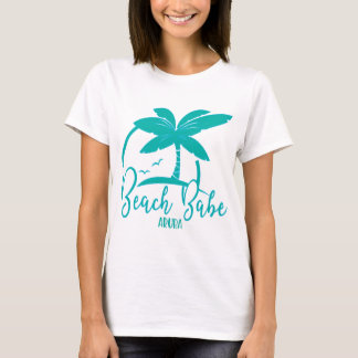 Beach Babe Palm Tree Aruba Teal & Blue Souvenir T-Shirt