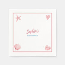 Beach Babe Pink Girl Baby Shower Napkins