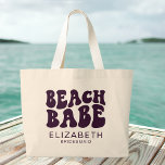 Beach Babe Purple Matching Bachelorette Party Large Tote Bag<br><div class="desc">Gear up for a fabulous beachside celebration with our Beach Babe Purple Matching Bachelorette Party Large Tote Bag – the ultimate accessory for your Miami, Florida bachelorette party or any beach-themed celebration! This personalized canvas tote bag is not just a stylish accessory; it's a thoughtful bachelorette gift, perfect for the...</div>