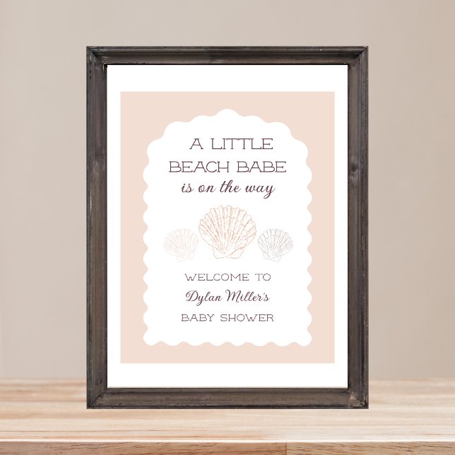 Beach Babe Seashell Girl Baby Shower Welcome Poster (Beach Babe Seashell Girl Baby Shower Welcome Poster)