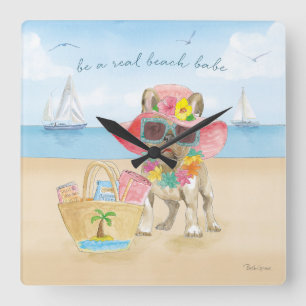 Beach Babe Square Wall Clock