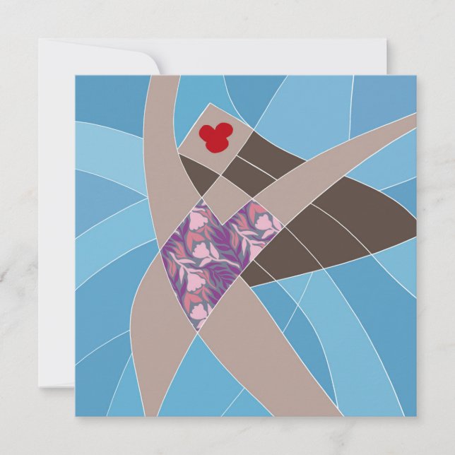 Beach Babe Swimsuit Model Fashion Illustration Card (Front)