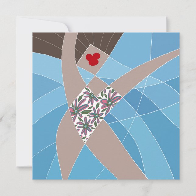 Beach Babe Swimsuit Model Fashion Illustration Card (Front)
