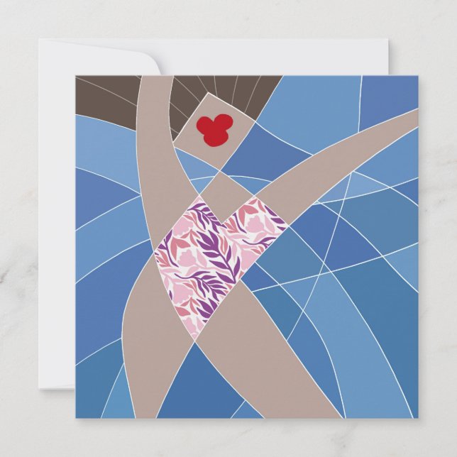 Beach Babe Swimsuit Model Fashion Illustration Card (Front)