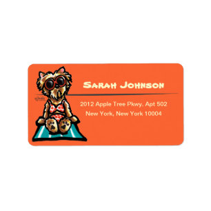 Beach Babe Yorkie Custom Colour Label