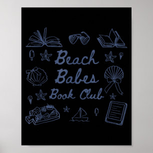 Beach babes book club summer vibes bookworm book poster