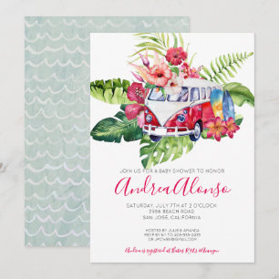Beach Baby Girl Tropical Baby Shower Invitation