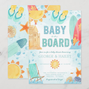 Beach Baby on Board Baby Shower Invitation