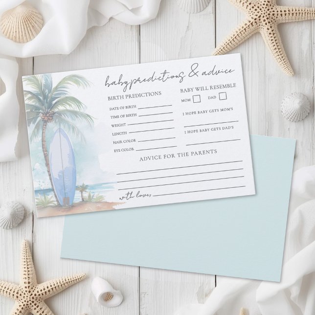 Beach Baby Shower Advice Predictions Card (Beach Baby Shower Advice Predictions Card )
