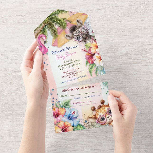 Beach Baby Shower All In One Invitation (Tearaway)