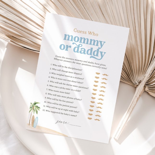 Beach Baby Shower Guess Who Mommy or Daddy Game Invitation (Creator Uploaded)