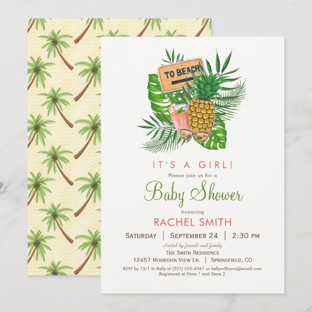 Beach Baby Shower Invitation (Front/Back)