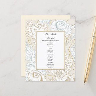 Beach Baby Shower Seashell Nautical Ocean Menu