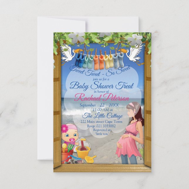 Beach Baby Shower Treat Invitation (Front)