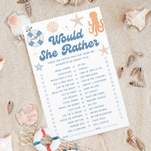 Beach Baby Shower Would She Rather Game