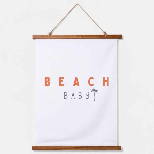 beach baby. Wood Topped Wall Tapestry (Front)