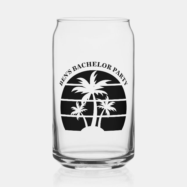 Beach Bachelor Party Island Wedding Groomsmen Can Glass (Front)