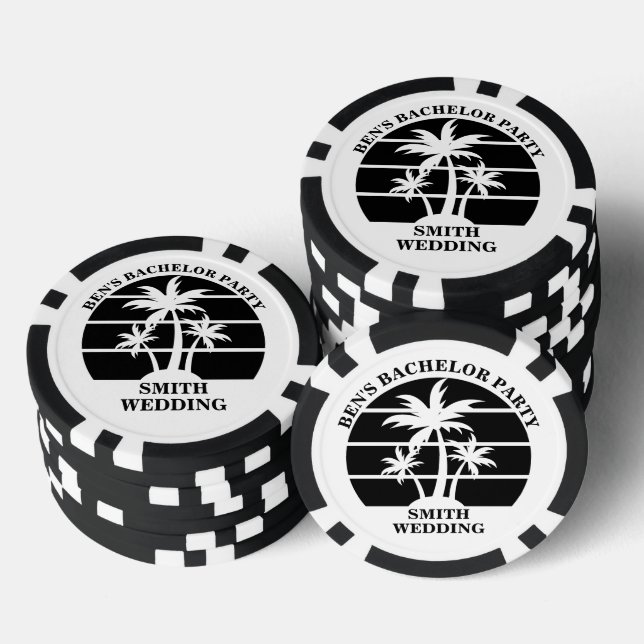 Beach Bachelor Party Island Wedding Personalized Poker Chips (Stack)