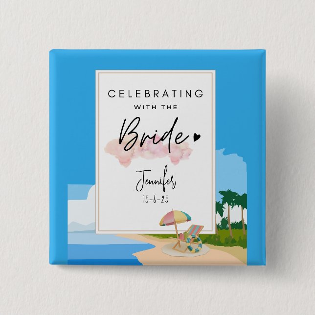 Beach Bachelorette - customized hens party Button (Front)