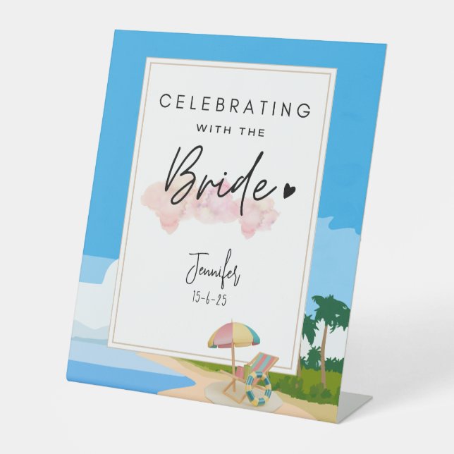 Beach Bachelorette | Hens Party customized  Pedestal Sign (Front)