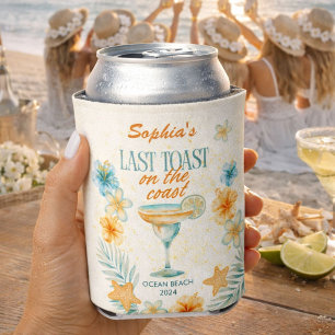 Beach Bachelorette Last Toast on the Coast Custom Can Cooler