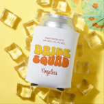 Beach Bachelorette Party Bride Squad Bridesmaid Can Cooler<br><div class="desc">Make a splash at your upcoming bachelorette party with this stunning retro bachelorette party personalized merchandise. Whether you're celebrating a bach trip, a girls' vacation, or a best friends' holiday, this custom groovy bachelorette party merchandise is the perfect addition to your unforgettable getaway. Add a personal touch to your bachelorette...</div>