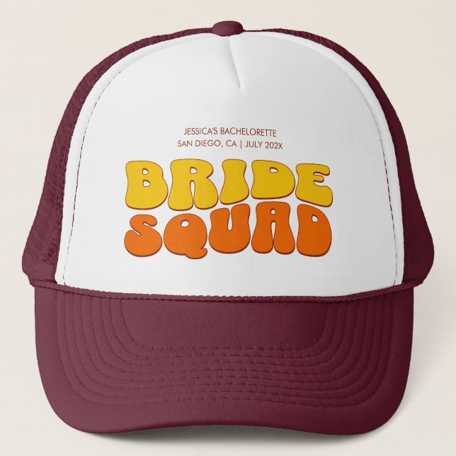 Beach Bachelorette Party Bride Squad Bridesmaid Trucker Hat (Front)