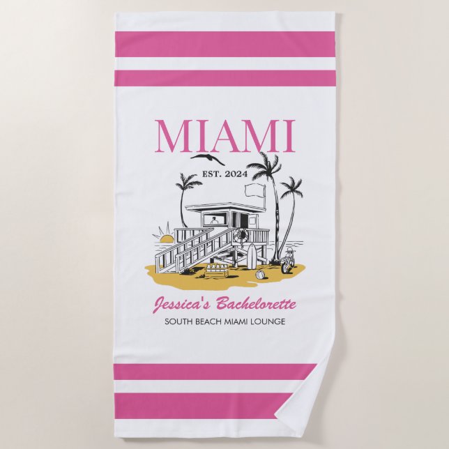 Beach Bachelorette Party Bridesmaid Custom Text Towel (Front)