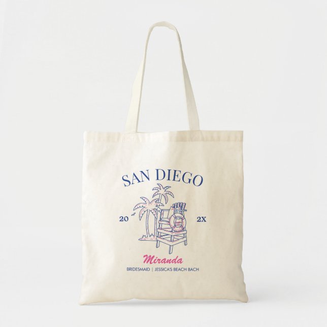 Beach Bachelorette Party Bridesmaid Gift Custom Tote Bag (Front)