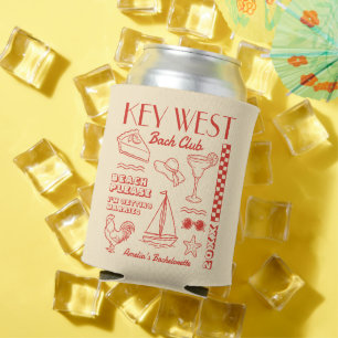 Beach Bachelorette Party Doodle Drawing Key West Can Cooler
