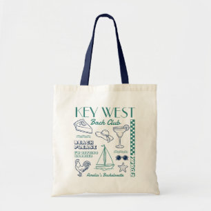 Beach Bachelorette Party Doodle Drawing Key West Tote Bag