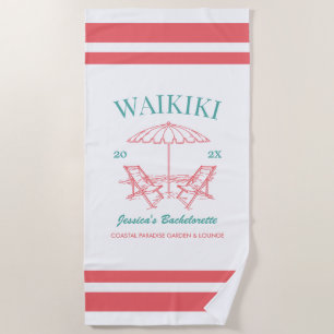 Beach Bachelorette Party Favour Personalized Text Towel