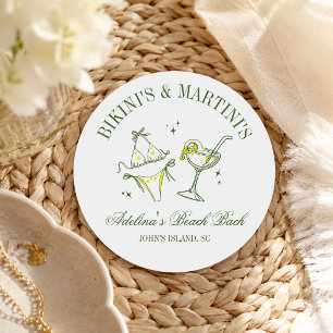 Beach Bachelorette Party Favour Social Club Classic Round Sticker