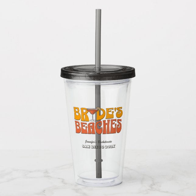 Beach Bachelorette Party Groovy Bride's Beaches Acrylic Tumbler (Front)