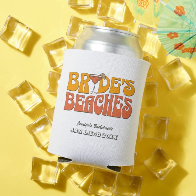 Beach Bachelorette Party Groovy Bride's Beaches Can Cooler (In Situ Summer)