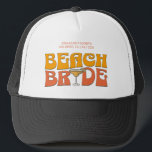 Beach Bachelorette Party Groovy Bride's Beaches Trucker Hat<br><div class="desc">Make a splash at your upcoming bachelorette party with this stunning beach bachelorette party personalized merchandise. Whether you're celebrating a bach trip, a girls' vacation, or a best friends' holiday, this custom beach bachelorette party merchandise is the perfect addition to your unforgettable getaway. Add a personal touch to your bachelorette...</div>