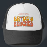 Beach Bachelorette Party Groovy Bride's Beaches Trucker Hat<br><div class="desc">Make a splash at your upcoming bachelorette party with this stunning beach bachelorette party personalized merchandise. Whether you're celebrating a bach trip, a girls' vacation, or a best friends' holiday, this custom beach bachelorette party merchandise is the perfect addition to your unforgettable getaway. Add a personal touch to your bachelorette...</div>