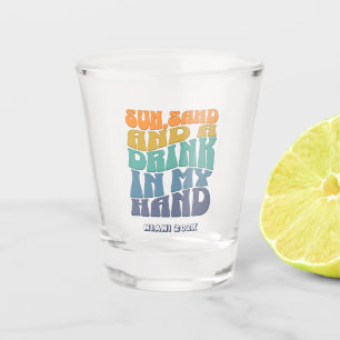 Beach Bachelorette Party Groovy Retro Bridesmaid Shot Glass