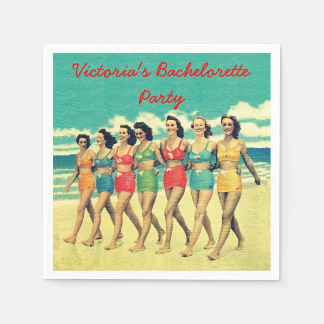 Beach Bachelorette Party party cocktail napkins (Front)