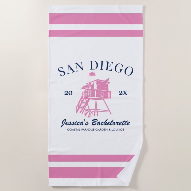Beach Bachelorette Party Personalized Bridesmaid Towel (Front)