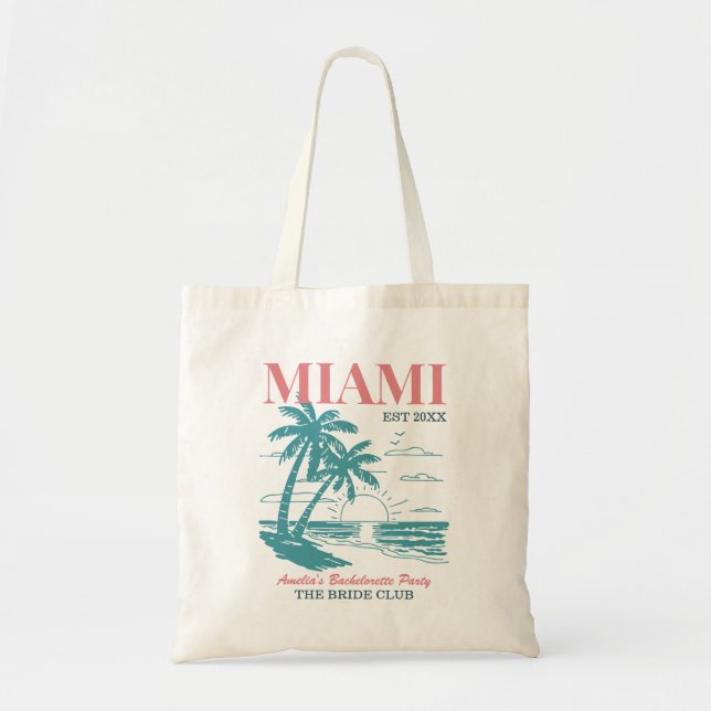 Beach Bachelorette Party Summer Girls Trip Miami Tote Bag (Front)