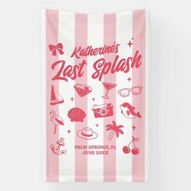 Beach Bachelorette Party The Last Splash Custom Banner (Vertical)