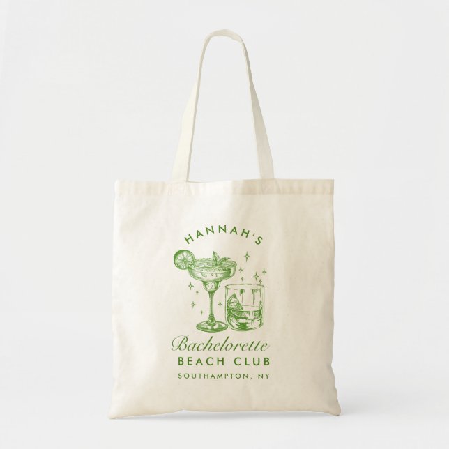 Beach Bachelorette Retro Modern Personalized Tote Bag (Front)